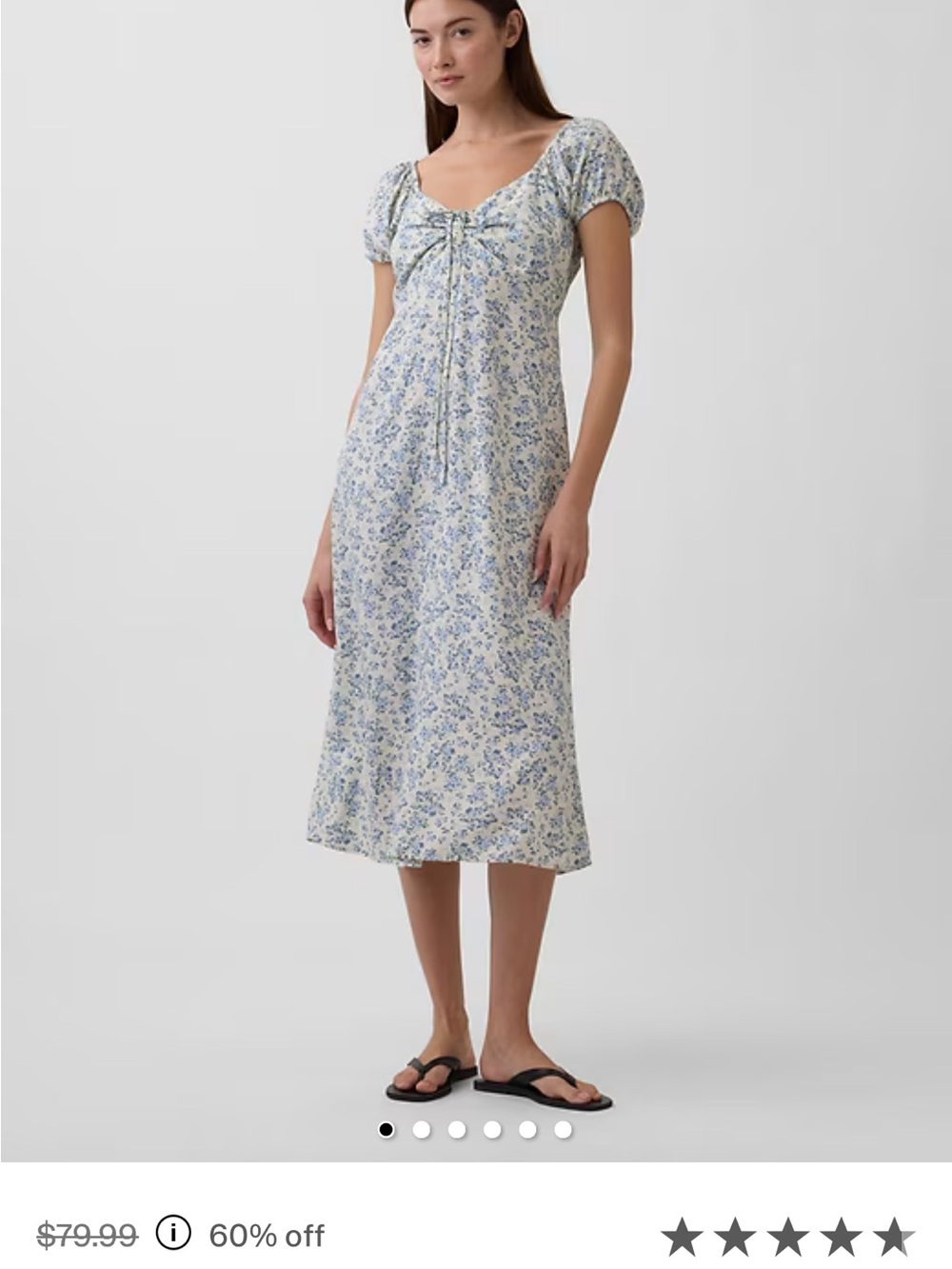 GAP Factory Blue and Cream Floral Midi Dress
